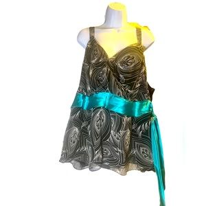 Lane Bryant Plus Size 24 Black & White Side Tie Sleeveless Lined Top